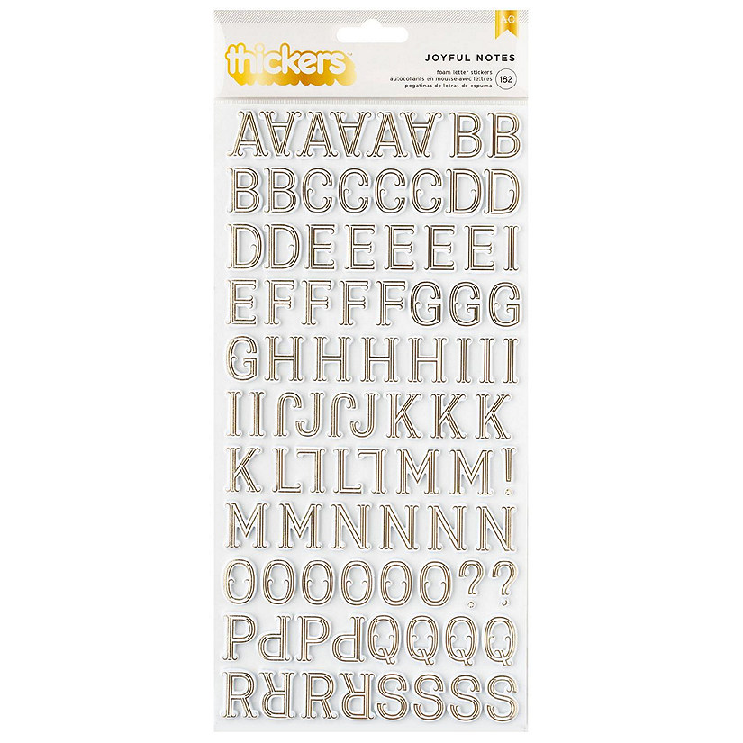 Pink Paislee Joyful Notes Thickers Stickers 182/Pkg-Gold Foil Alpha Image
