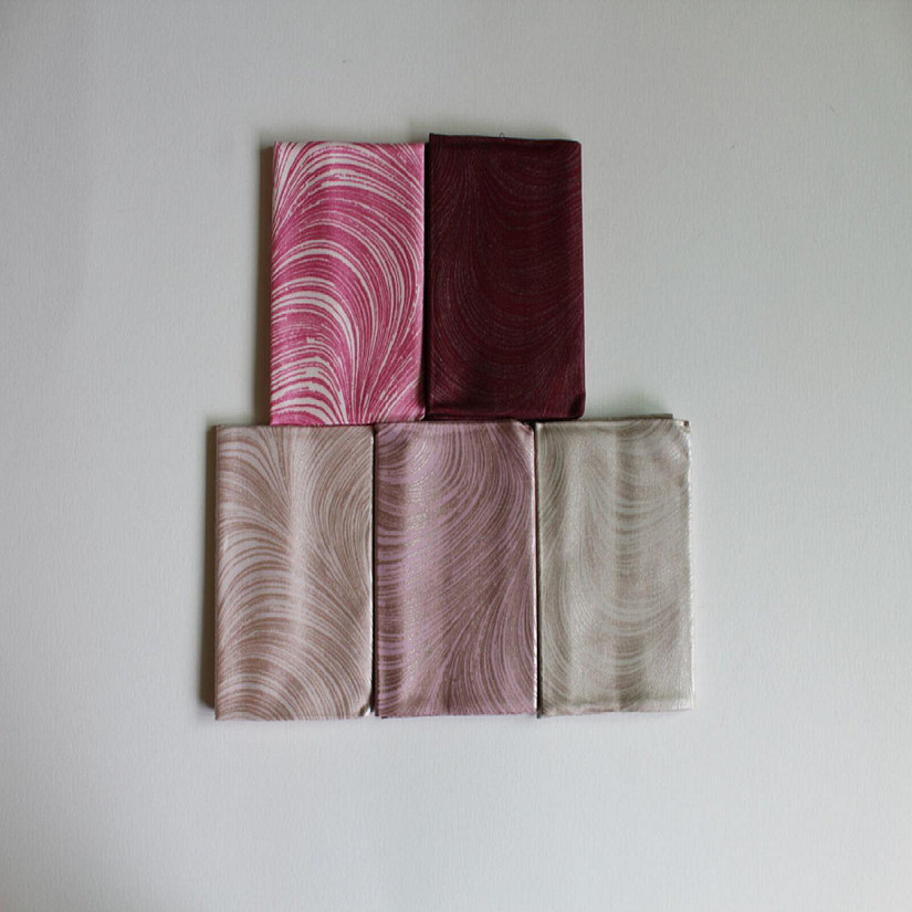 Pink Pearl Wave Texture Fat Qtr Bundle of 5 Cotton Benartex Image