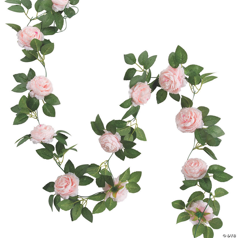 Pink Peony Faux Floral Garland Image