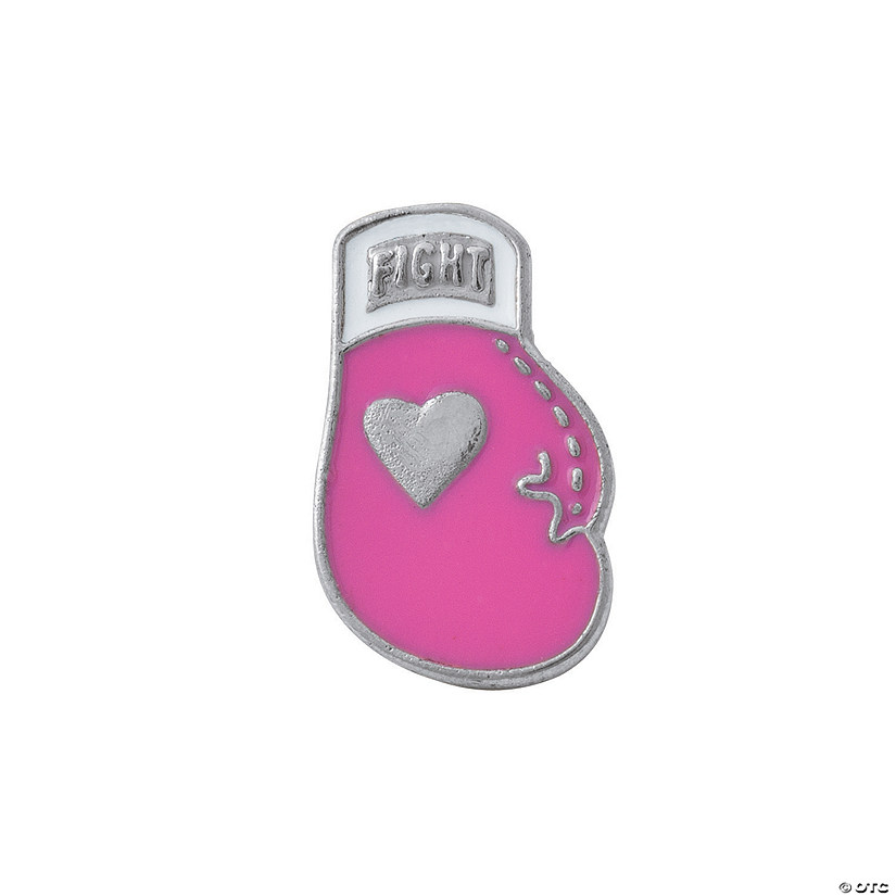 Pink Ribbon Boxing Glove Pins - 12 Pc. Image