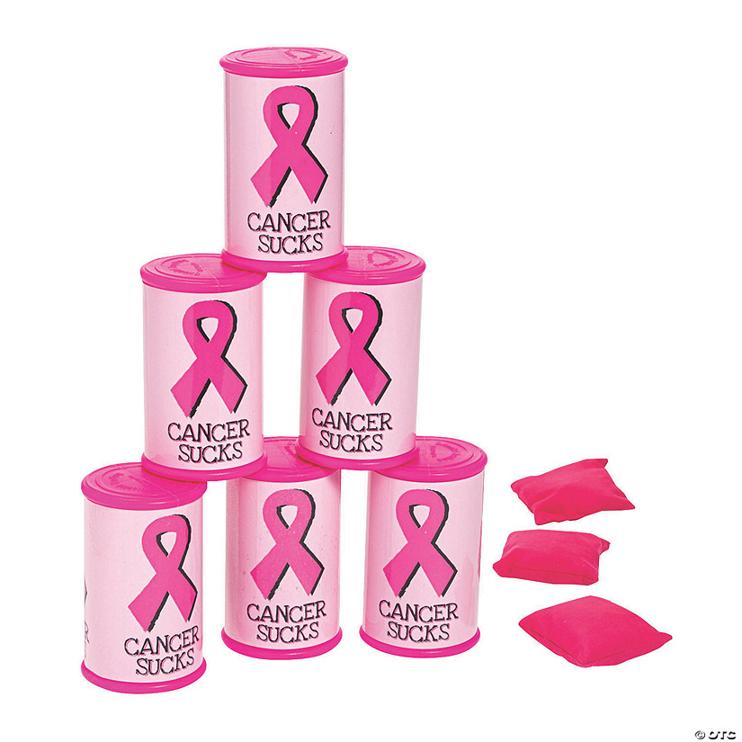 Pink Ribbon Can Bean Bag Toss Game Image