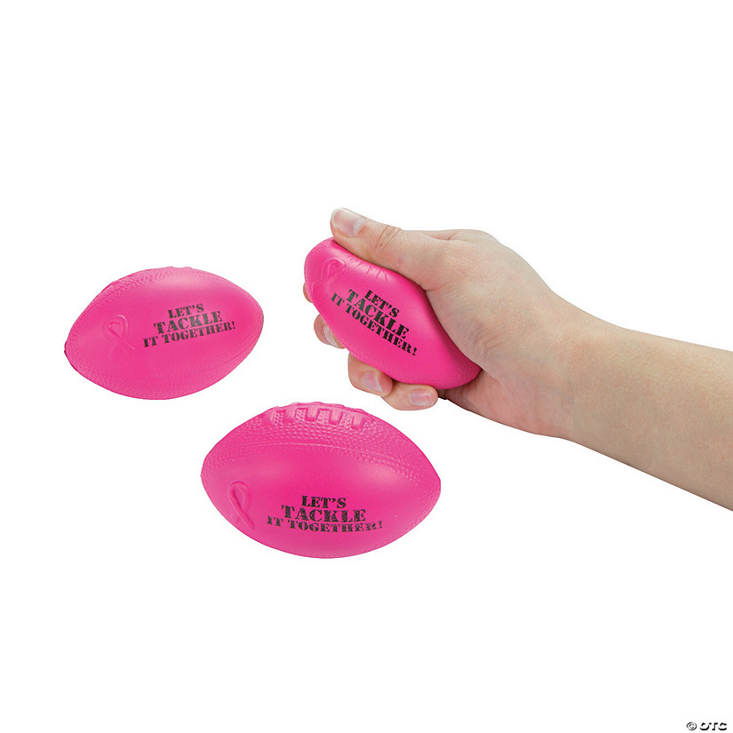 Pink Ribbon Football Stress Balls - 12 Pc. Image