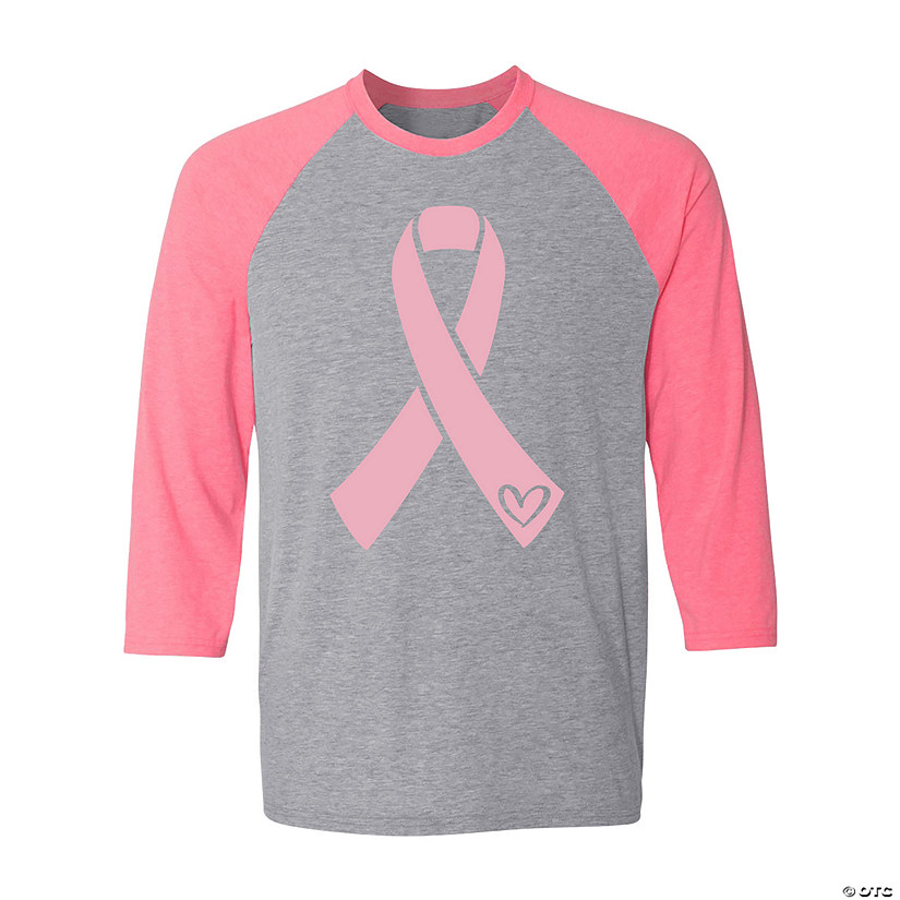 Pink Ribbon Heart Adult&#8217;s T-Shirt Image