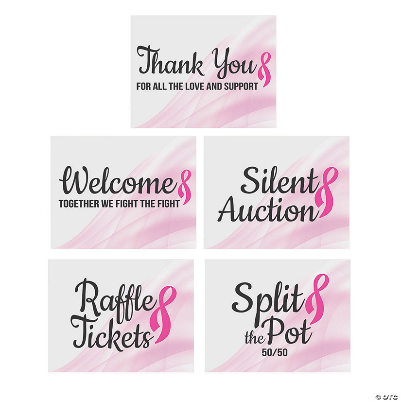 Pink Ribbon Raffle Poster Set - 6 Pc. Image