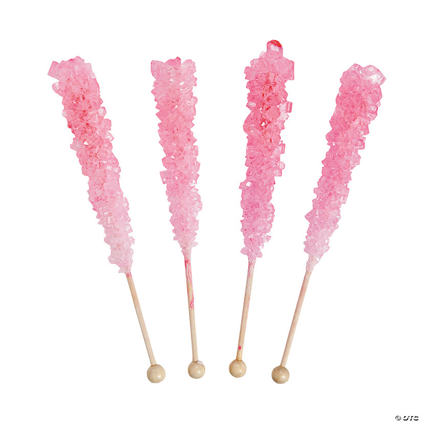 Pink Rock Candy Lollipops - 12 Pc. Image