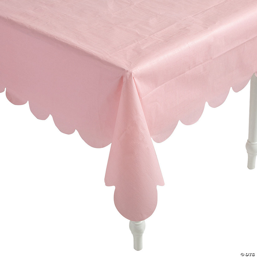 Pink Scallop Edge Paper Tablecloth Image