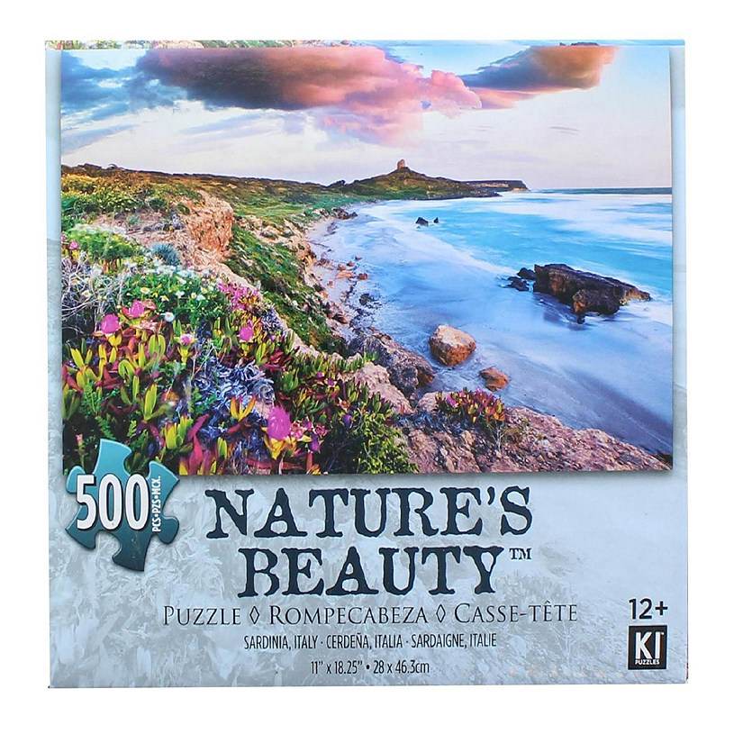 Pink Sky Beach 500 Piece Natures Beauty Jigsaw Puzzle Image