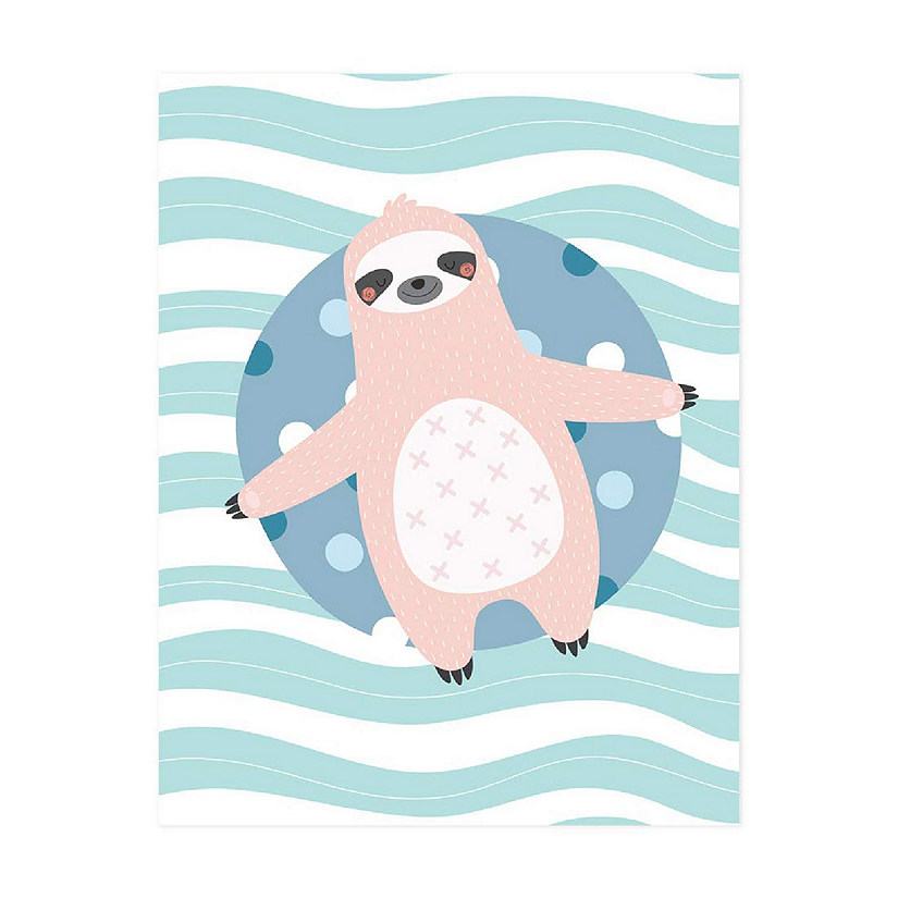 Pink Sloth Float Nursery Art 8.5x11in Image