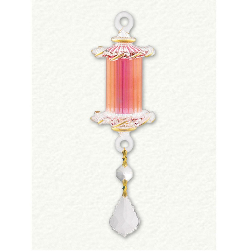 Pink Swirl with Crystal Drop Hanger Egyptian Glass Christmas Ornament Made Egypt Image