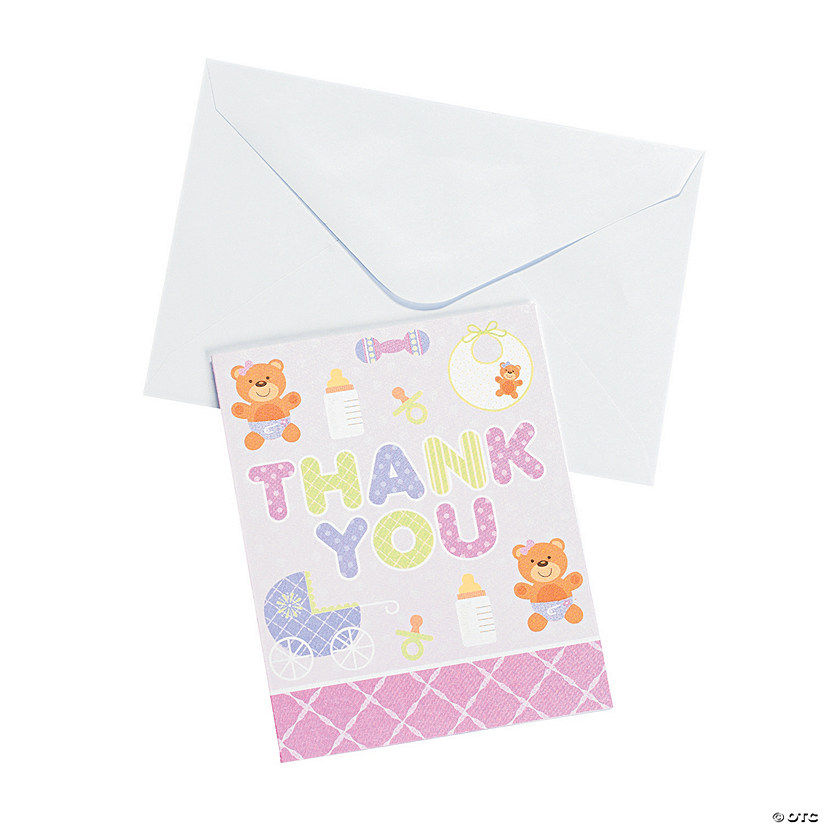 Pink Teddy Bear Baby Shower “Thank You” Cards - Discontinued