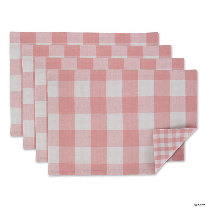 Pink/White Reversible Gingham/Buffalo Check Placemat Set/4 Image