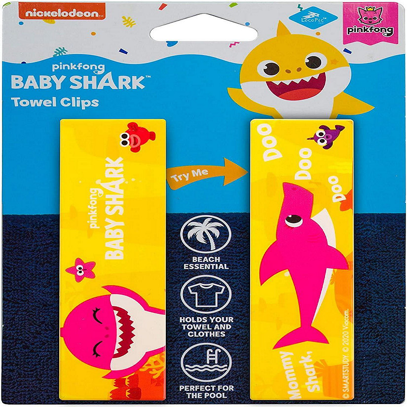 Pinkfong Mommy Baby Shark Towel Clips Yellow Secure Bag Lounge Chair Protection Accessory LogoPeg Image