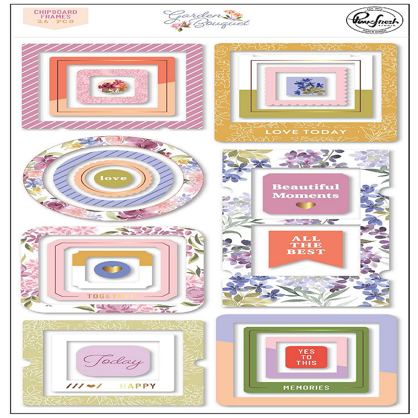PinkFresh Chipboard Frames StickersGarden Bouquet Oriental Trading