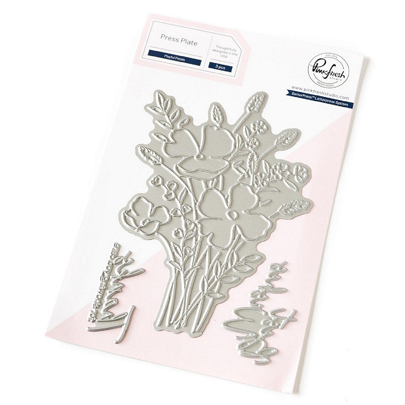 Pinkfresh Studio Press Plate-Playful Petals | Oriental Trading