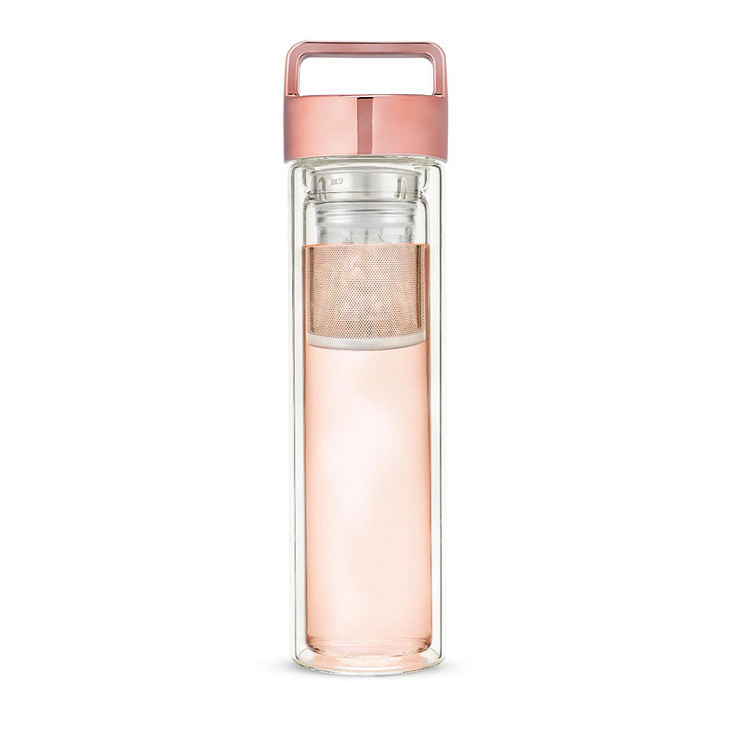 Pinky Up Dylan Rose Gold Glass Travel Infuser Mug by Pinky Up Image