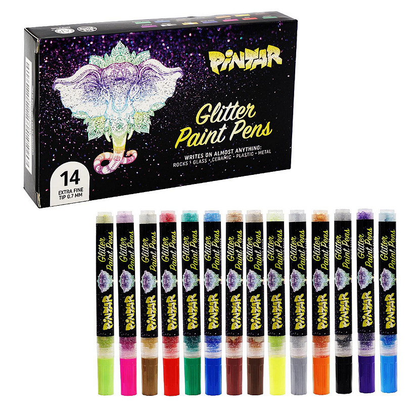 Pintar Glitter Paint Pens 14 Pack Acrylic Extra Fine Tip 0.7mm / Default Title Image