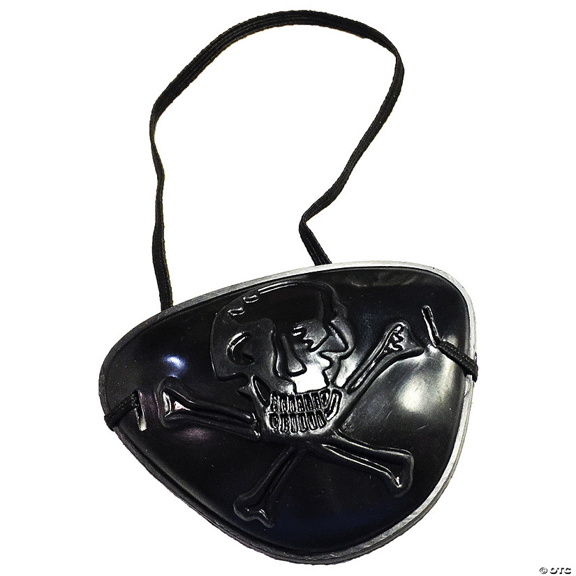 Pirate Black Plastic See-Through Eyepatch with Skull & Crossbones Image