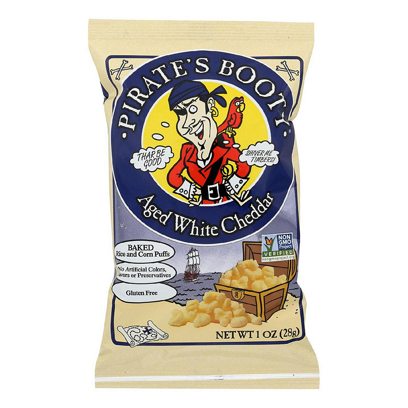 Pirate Brands Booty Puffs - Aged White Cheddar - Case of 24 - 1 oz. Image