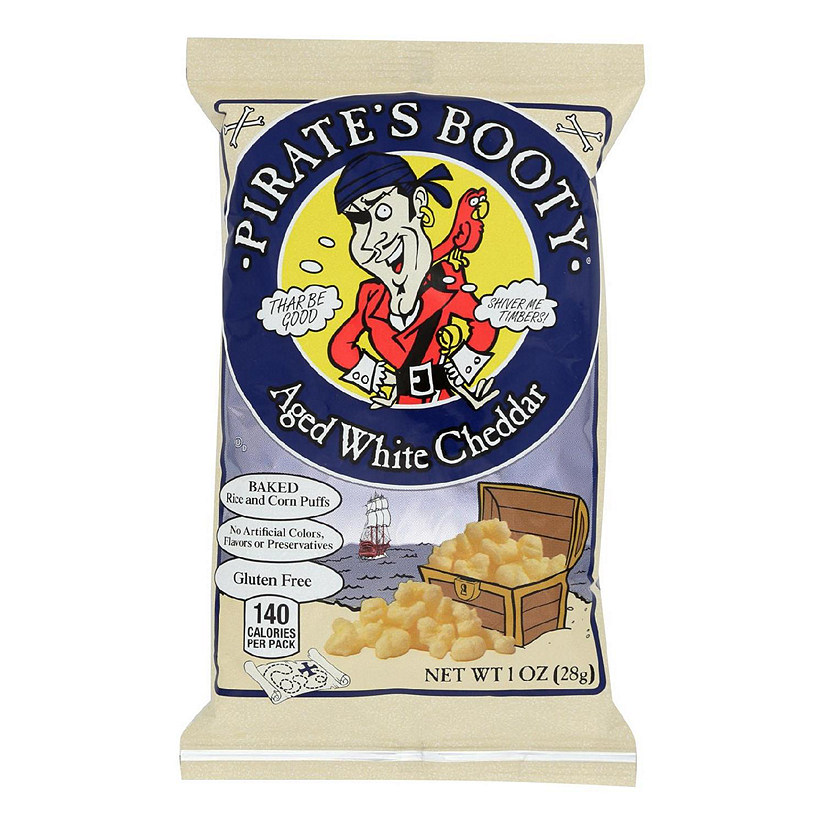 Pirate's Booty Aged White Cheddar Baked Rice And Corn Puffs  - Case of 24 - 1 OZ Image