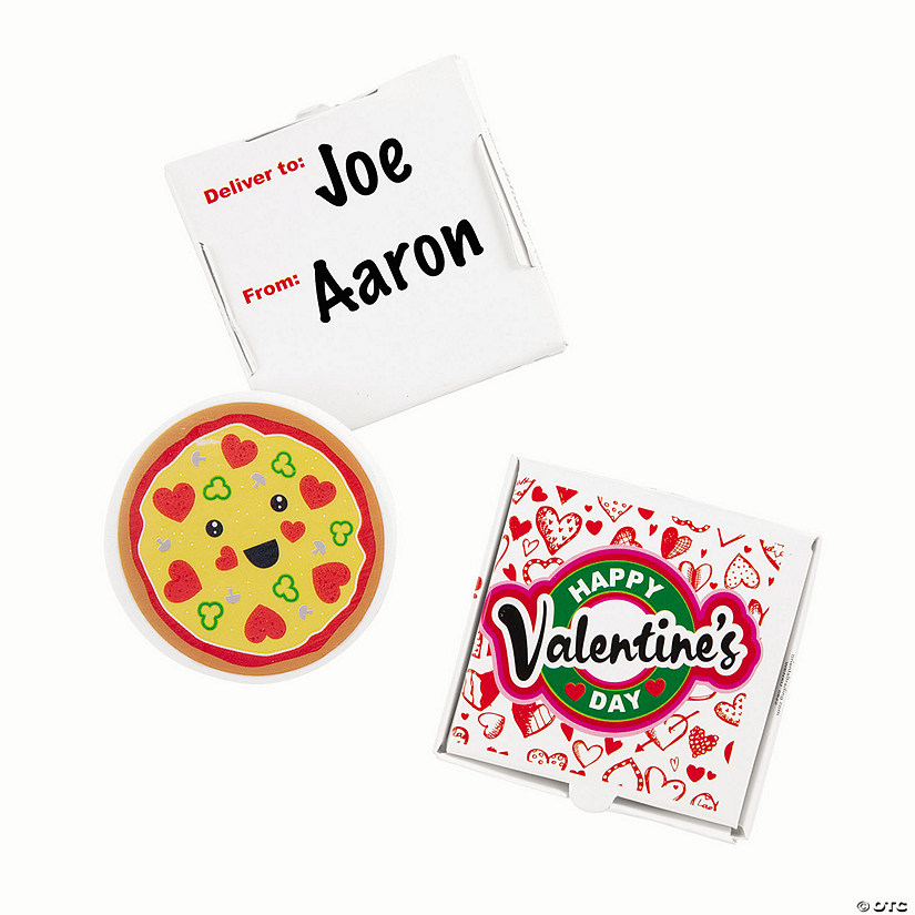 Pizza Eraser with Box Valentine Exchanges for 24 Image