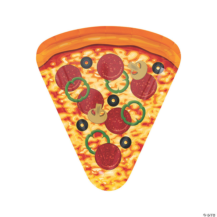 PizzaShaped Paper Dinner Plates 8 Ct. Oriental Trading