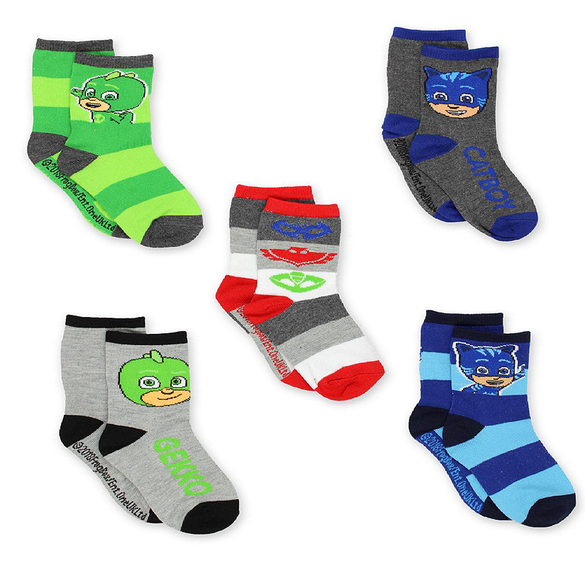 PJ Masks 5 pack Boys Toddler Crew Socks Set (Medium (6-8), Multicolor) Image