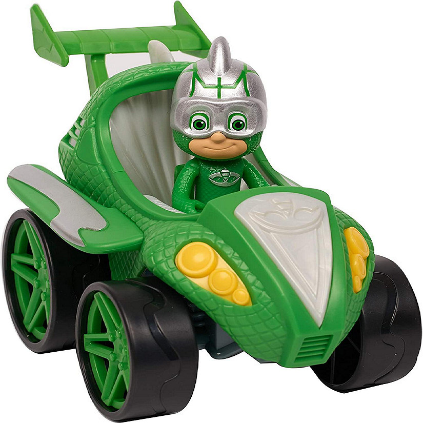 PJ Masks Power Racers Vehicles, Articulated Gekko Figure and Gekko Mobile, Green Image