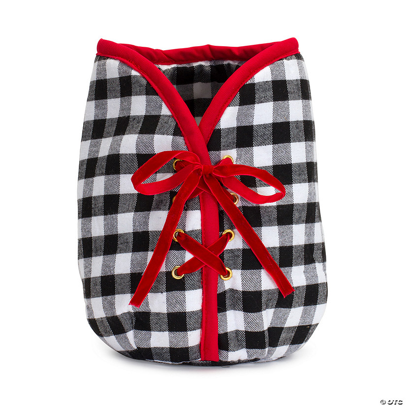 Plaid Christmas Tree Pot Cover 9"H Oriental Trading