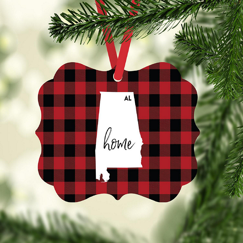Plaid Fancy Frame Ornament Alabama Image