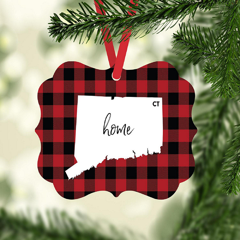 Plaid Fancy Frame Ornament Connecticut Image