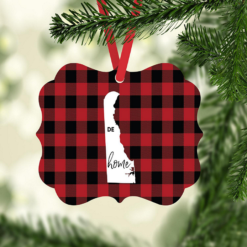 Plaid Fancy Frame Ornament Delaware Image