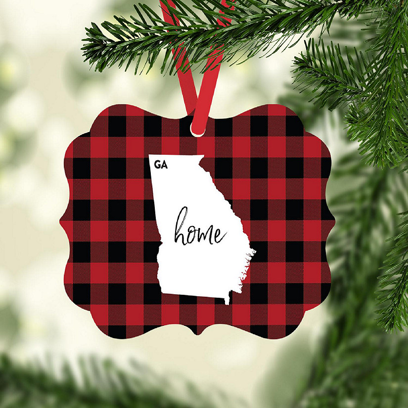 Plaid Fancy Frame Ornament Georgia Image