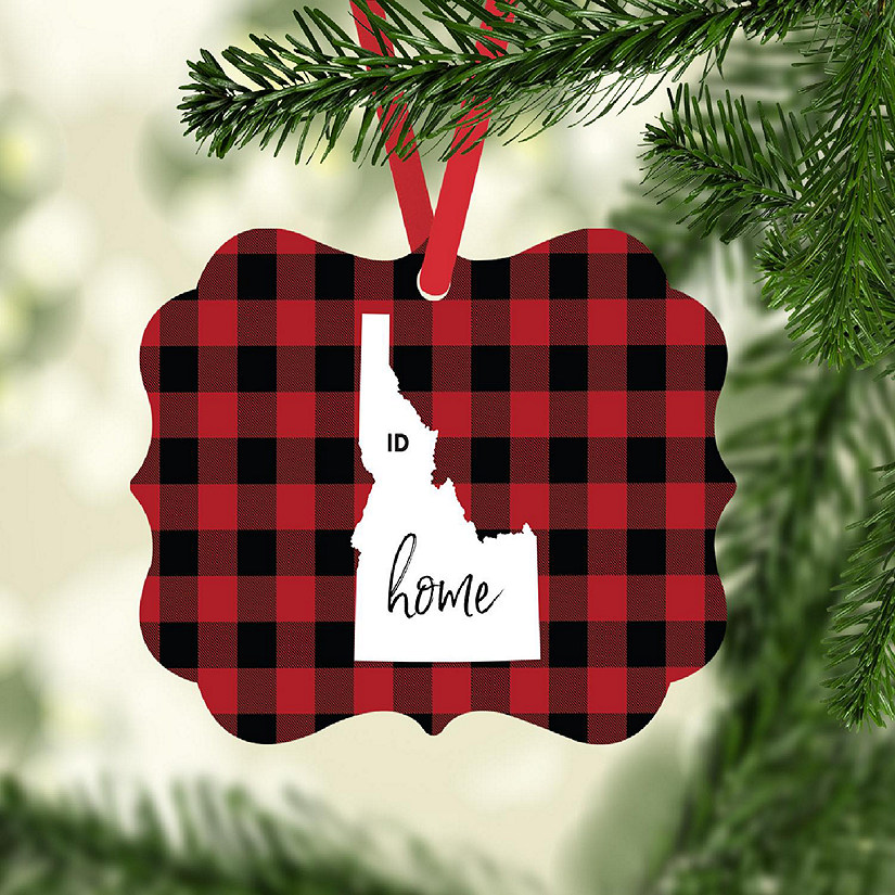 Plaid Fancy Frame Ornament Idaho Image