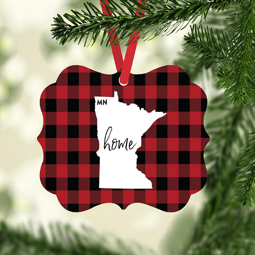 Plaid Fancy Frame Ornament Minnesota Image
