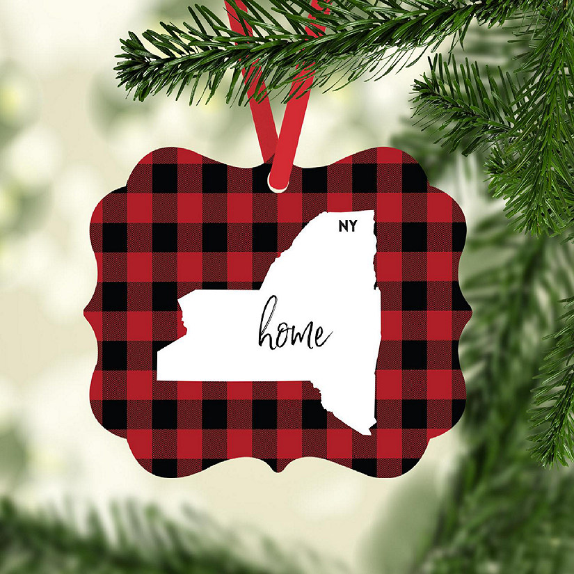 Plaid Fancy Frame Ornament New York Image