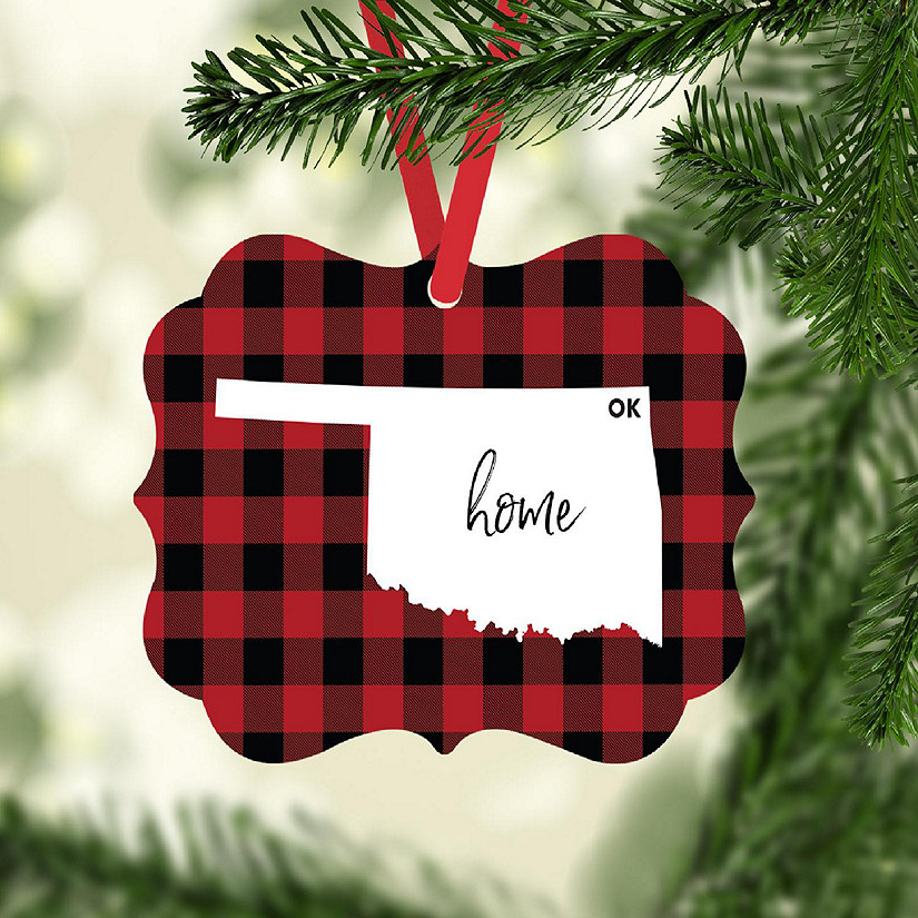 Plaid Fancy Frame Ornament Oklahoma Image