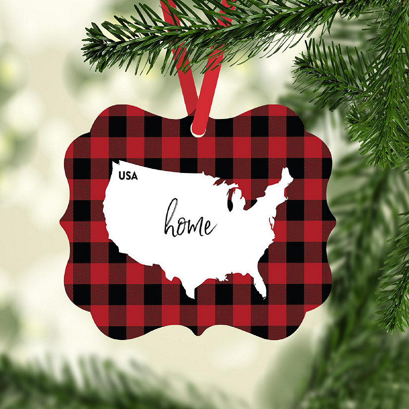 Plaid Fancy Frame Ornament USA Image