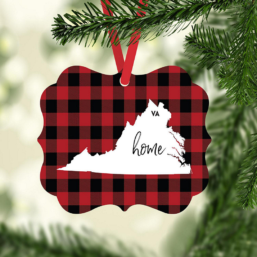 Plaid Fancy Frame Ornament Virginia Image