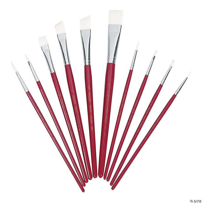 Plaid<sup>&amp;#174;</sup> White Nylon Paintbrushes - 10 Pc. Image