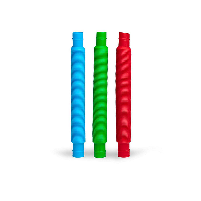 Plastic Sensory Pop Tube Fidget Toys  Set of 3  Blue, Red, Green Image