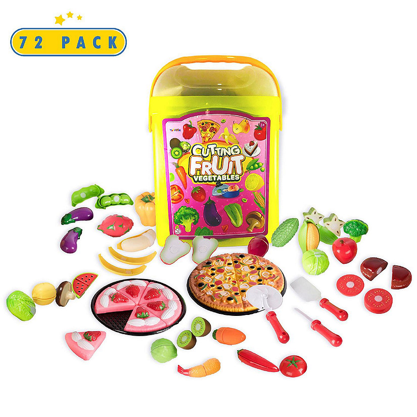 Play Food Kitchen Toys Set - 72 Piece Fake Fruits And Vegetables Image