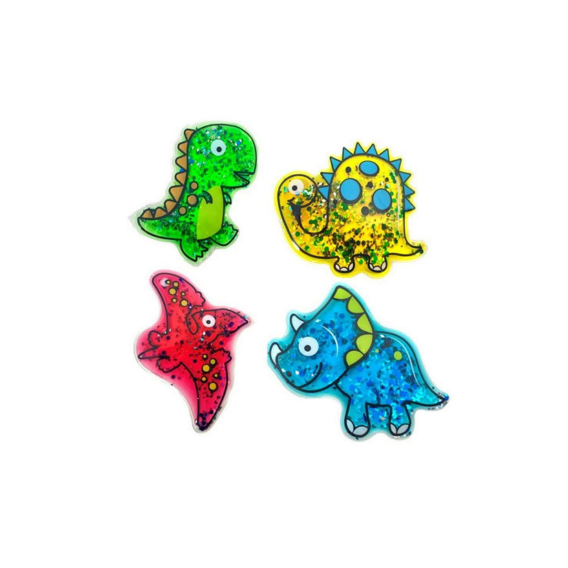 Playlearn Glitter Gel Dinosaurs Shape Squidgy Pads - 4 Pack Image
