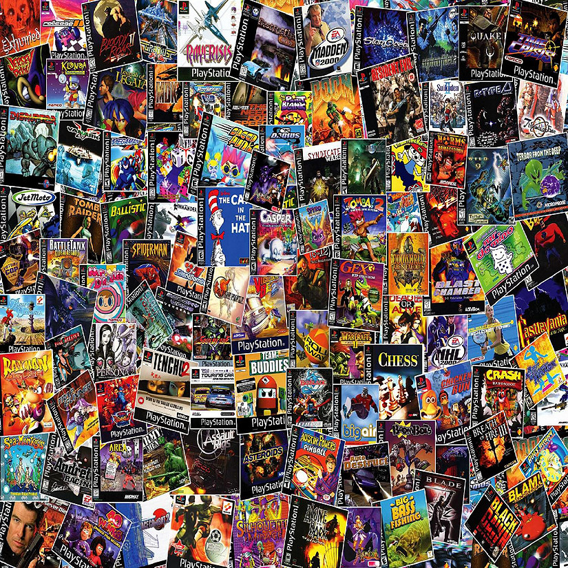 PlayStation Video Game Box Collage 1000-Piece Jigsaw Puzzle Image
