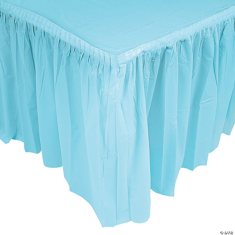 Pleated Light Blue Table Skirt Image