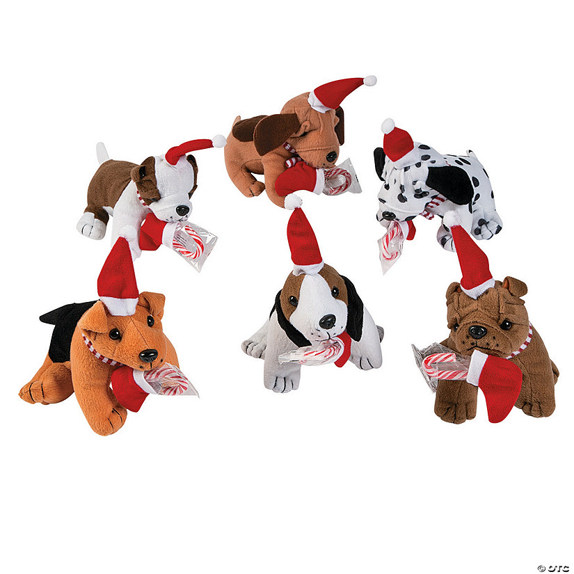 plush candy cane dog toy