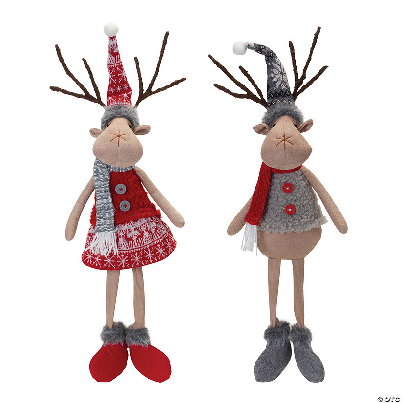 Plush Winter Deer Shelf Sitter (Set Of 2) 23"H Polyester Image