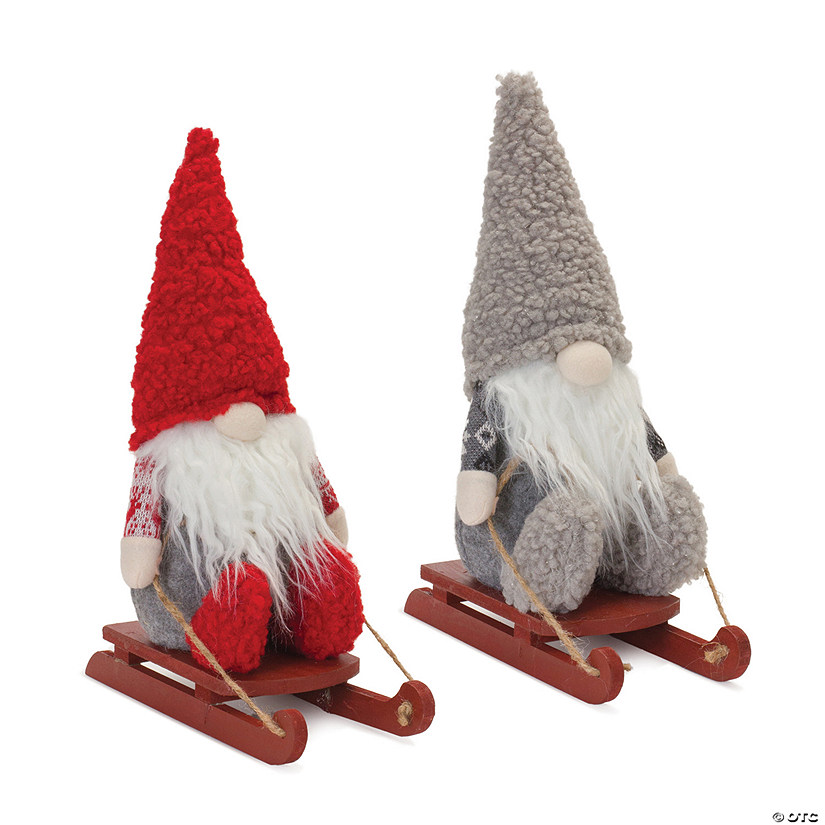 Plush Winter Gnome On Sled (Set Of 2) 13.5"H Polyester Image