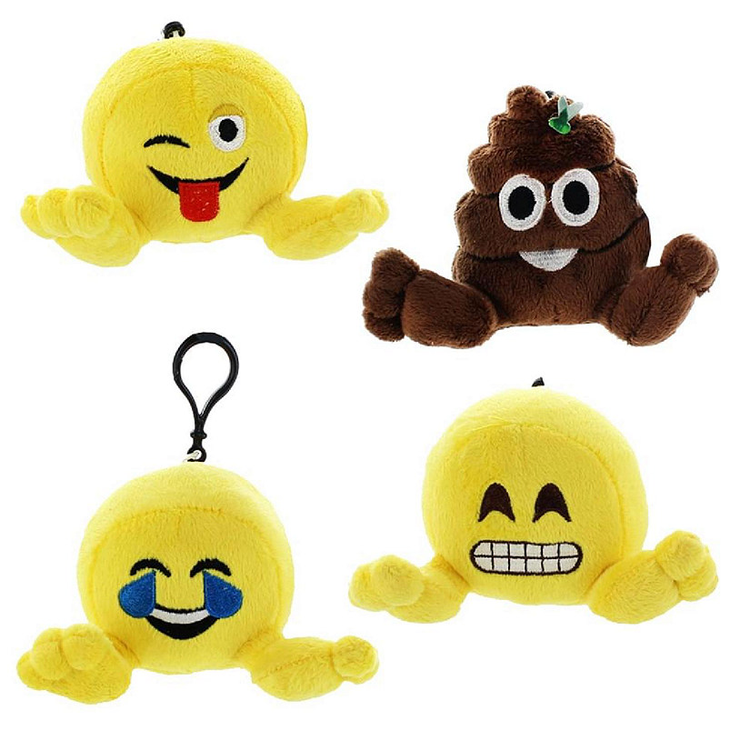 Plushi Palz 4" Emoji Set: Grinning, Pile of Poo, Tears of Joy, & Winky Tongue Image