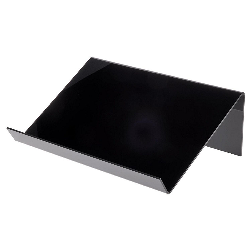 Plymor Black Acrylic Slightly Elevated Book Display Stand with 2" Ledge, 18" W x 12" D x 6" H Image