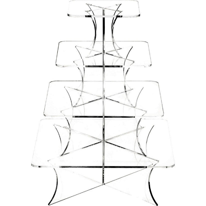 Plymor Clear Acrylic Graduated 4-Tiered Square Display Riser, 11.5" H x 8.5" W Image